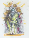 Salvador Dalí, Knight with Helmet and Butterflies, 1971, etching