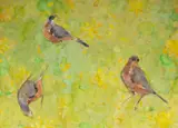Walter Sorge, Untitled, watercolor painting of robins