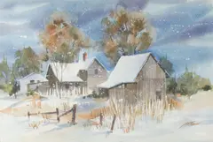 First Snow by Ray Loos, watercolor, offered Jun 2026