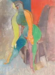 Untitled by Walter Stomps, oil on paper abstract, offered Jun 2026