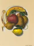Untitled by Stacie Psaras, oil on paper painting of fruit, offered Jun 2026