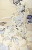 Walter Sorge, Untitled, mixed media painting and collage portrait