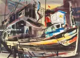 Virginia Brooks, Untitled, watercolor of a steamboat