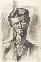 Untitled by Walter Stomps, charcoal portrait, offered Jun 2026