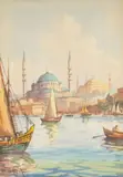 Untitled by Serif Renkgorur, watercolor of istanbul, turkey, offered Jun 2026