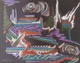 Untitled by Penny Saunders, mixed media abstract, offered Jun 2026