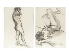 Untitled by Walter Stomps, charcoal drawings of nude figures, offered Jun 2026