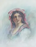 Untitled by Louise Seinecke, gouache portrait, offered Jun 2026
