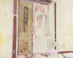 Untitled by Walter Sorge, watercolor painting of an interior, offered Jun 2026