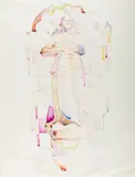Walter Sorge, Untitled, watercolor painting of a statue