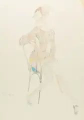 Untitled by Walter Sorge, watercolor painting of a seated woman, offered Jun 2026