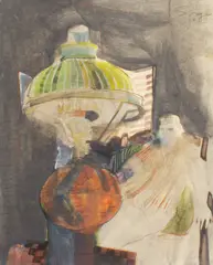 Untitled by Walter Sorge, watercolor of an interior, offered Jun 2026