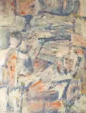 Charles Cajori, Untitled, 1955, oil on board abstract