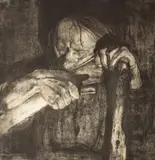 Untitled by Kathe Kollwitz "Beim Dengeln, 1921, etching, offered Apr 2026