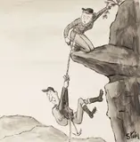 William Steig, Untitled, ink drawing of climbers