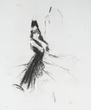 Troy Kinney, Tortola Valencia, etching of a flamenco dancer
