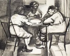Untitled by Walter Stomps, oil on board, offered Apr 2026