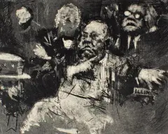 Mayor Daley at the Chicago Convention by Jack Levine, etching, offered Apr 2026