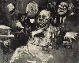 Jack Levine, Mayor Daley at the Chicago Convention, etching