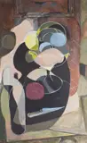 Peter Bruning, Untitled, 1975, oil on canvas cubist style still life