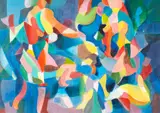 George Coggeshall, Untitled, mixed media painting of figures