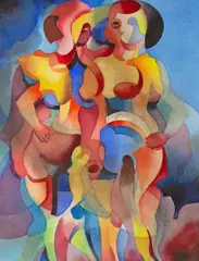 Untitled by George Coggeshall, watercolor of figures, offered Jan 2026