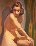 George Coggeshall, Untitled, 1960, oil on board painting of a nude figure