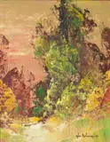 Untitled by John Nachorny, oil on board abstract landscape, offered Jan 2026