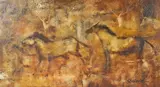Untitled by Chalene, oil on board painting of horses, offered Jan 2026