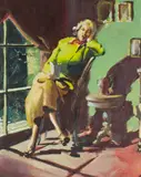 George Coggeshall, Untitled, gouache painting of a woman