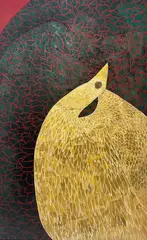 Untitled by Gerald G. Boyce, oil and gold leaf painting of a bird, offered Nov 2025