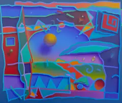 Mysterious Magnetism by James Wille Faust, 1990, acrylic on canvas, offered Nov 2025
