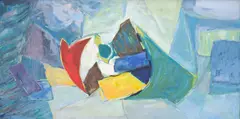 Untitled by Peter Bruning, oil on canvas abstract, offered Nov 2025