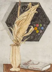Untitled by James Spencer Russell, 1990, watercolor still life, offered Nov 2025