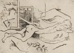 Untitled by Robert C. Ray, etching of a nude figure, offered Nov 2025