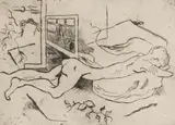Untitled by Robert C. Ray, etching of a nude figure, offered Nov 2025