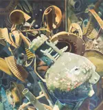 Strange Pursuit by Max Howard, 1986, watercolor, offered Nov 2025