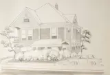 Emmalean Baumann, Untitled, ink drawing of a house