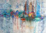 Grace Martin Taylor, Chicago, oil on board cityscape