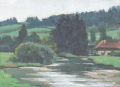 Robert Fernier, Untitled, oil on board landscape