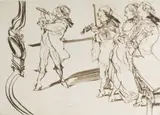 Claude Weisbuch, Untitled, etching of musicians