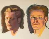 George Coggeshall, Untitled, gouache portrait painting of a young man