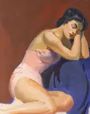 George Coggeshall, Untitled, gouache painting of a woman