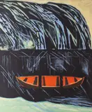 Untitled by Ellen Kalig, lithograph of a boat, offered Nov 2025