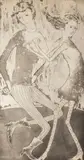 Untitled by Susan Brundige Slaughter, etching of two figures, offered Nov 2025