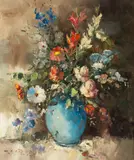 Flowers by Lederer, oil on canvas still life, offered Nov 2025