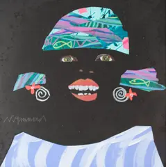 Innocence by Nancy Hammond, 2001, collage of a woman, offered Sep 2025