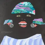 Innocence by Nancy Hammond, 2001, collage of a woman, offered Sep 2025