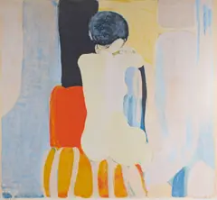 Roger Mühl, Untitled, lithograph of a seated nude