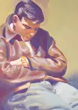 George Coggeshall, Untitled, gouache painting of a sleeping man